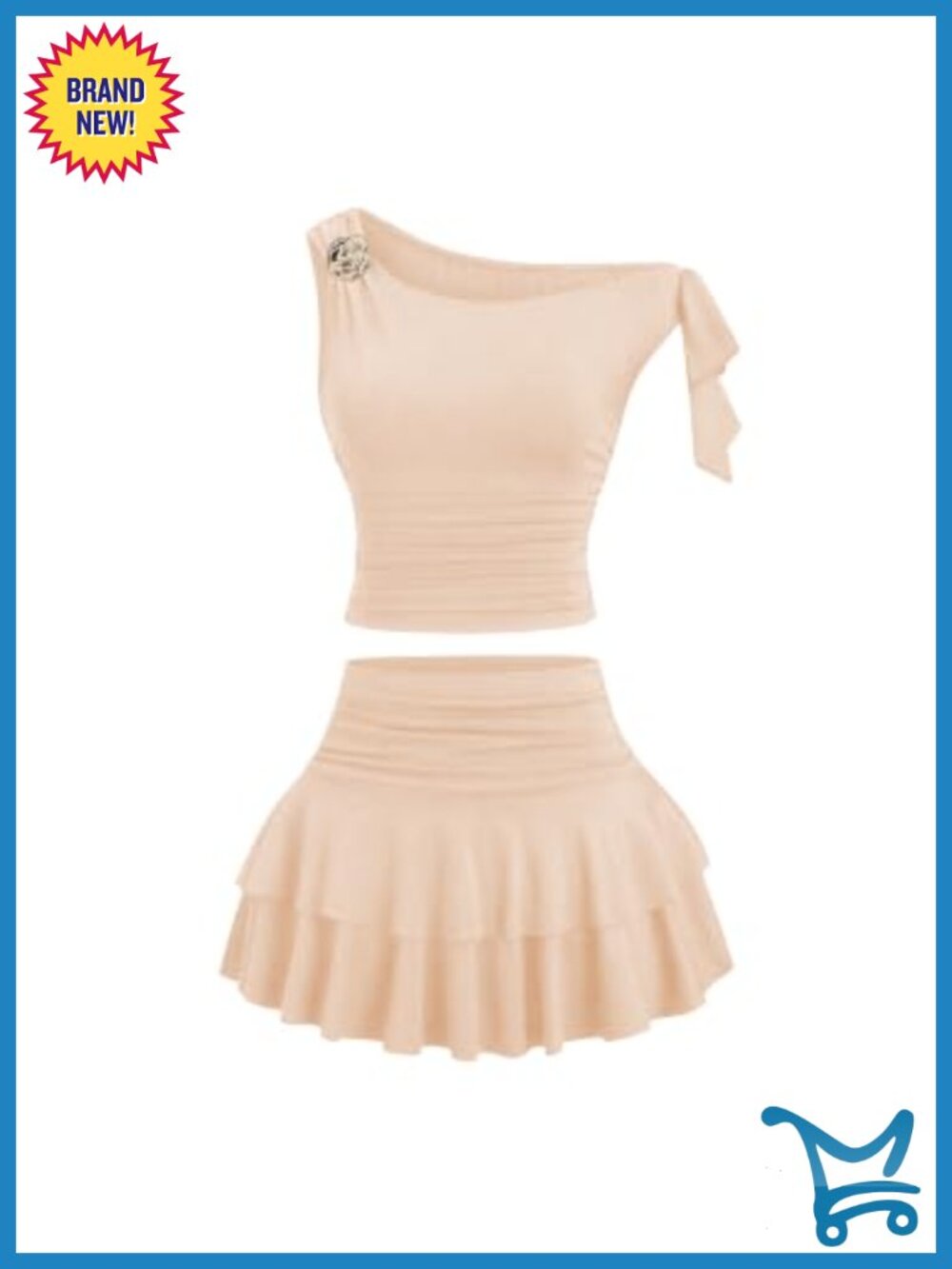 Women's Two Piece Skirt Set Sleeveless Crop Top Ruffle Mini Skirt